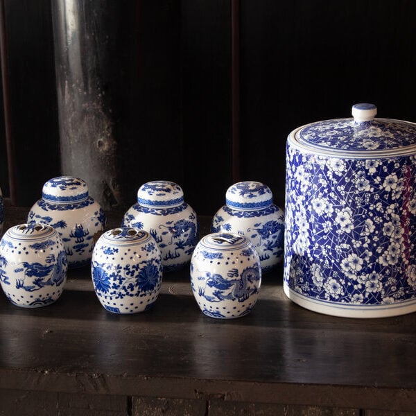Blue-and-white porcelain jar ornament from Jingdezhen