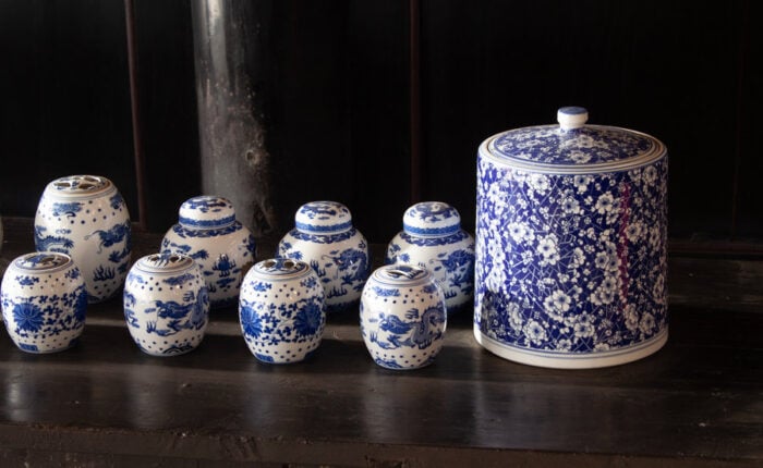 Blue-and-white porcelain jar ornament from Jingdezhen