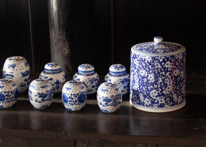 Blue-and-white porcelain jar ornament from Jingdezhen