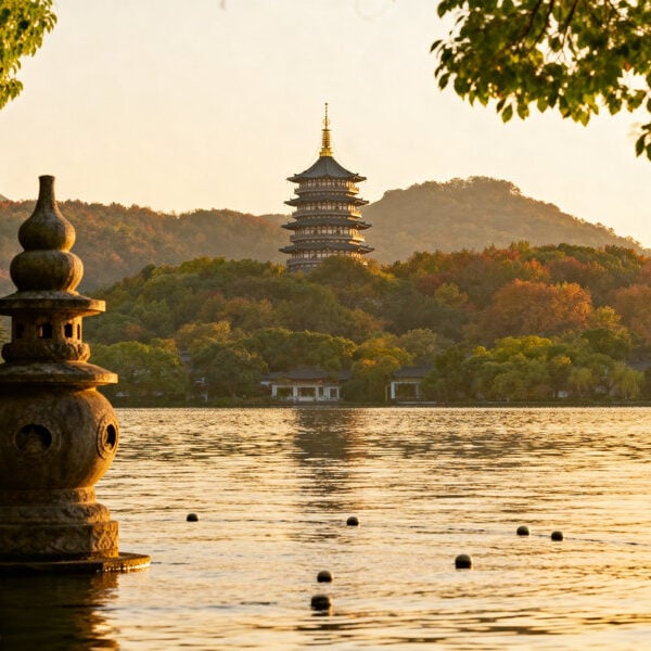 Leifeng Pagoda overlooking West Lake in Hangzhou