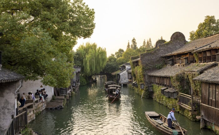 Historic buildings beside a canal in Wuzhen