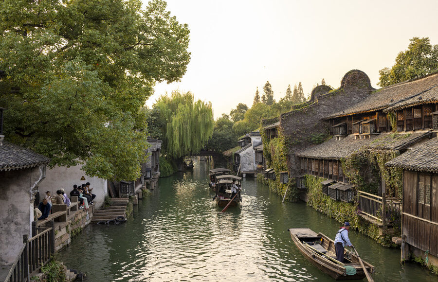 Historic buildings beside a canal in Wuzhen