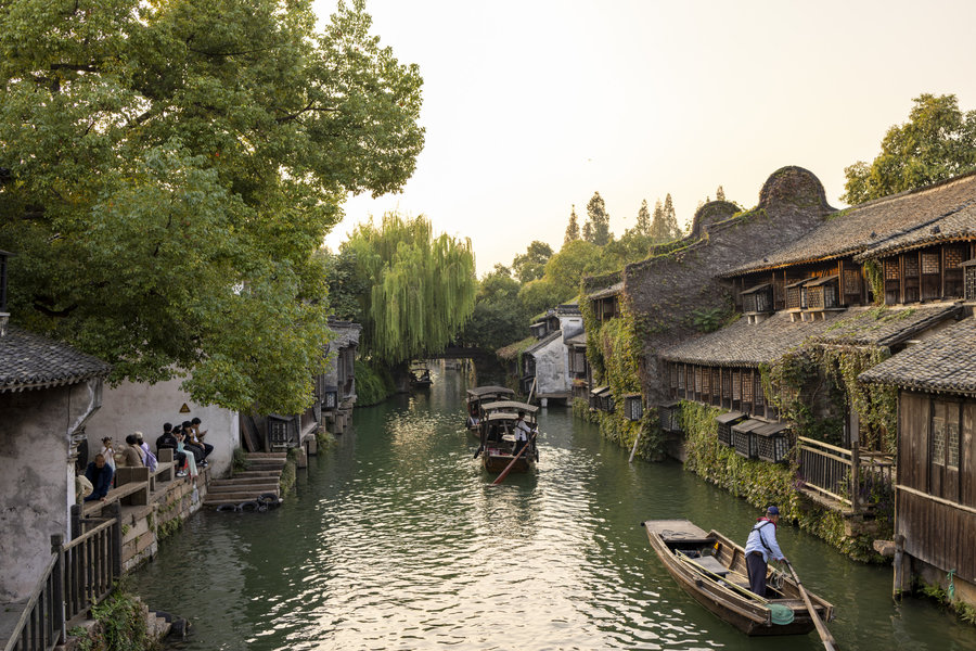 Historic buildings beside a canal in Wuzhen