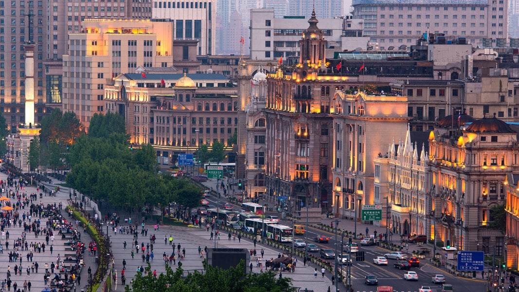 Historic waterfront buildings along Shanghai’s Bund